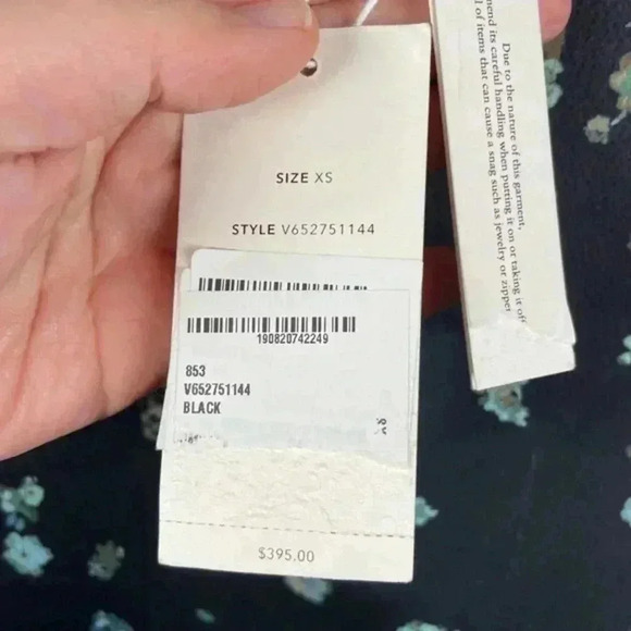 Vince Black Floral Asymmetrical Shift Midi Dress‎ - Picture 7 of 8